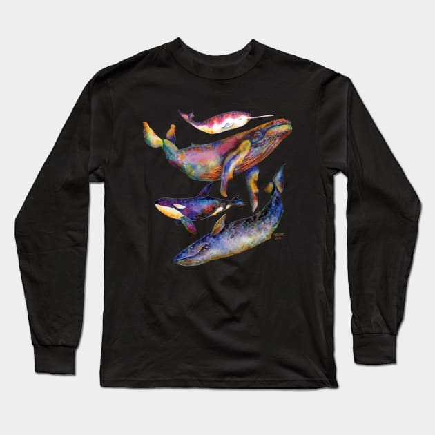 Four Whale Quartet - A Quartet of Whales Long Sleeve T-Shirt by dotsofpaint